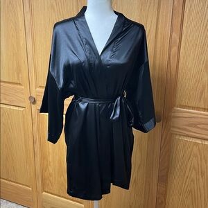 Victoria's Secret Black Satin Robe in Size S/M